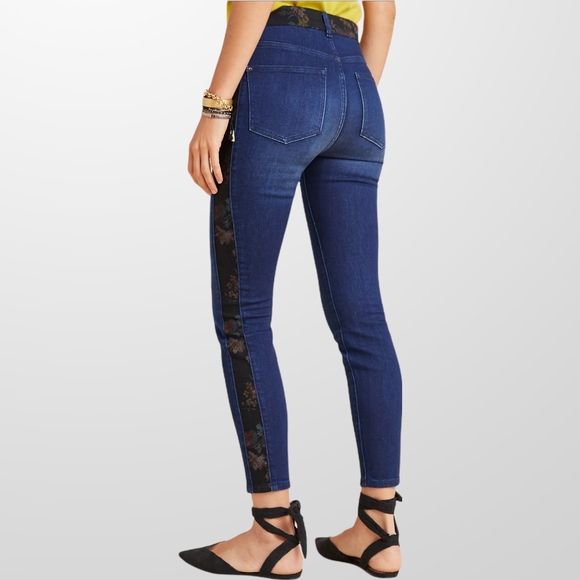 NWOT Pilcro and the Letterpress Floral Contrast High Rise Skinny Jeans - Picture 2 of 9